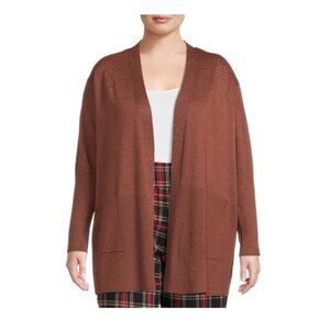Terra & Sky Plus‎ Size Brown Open Front Cardigan Womens 0X NWT